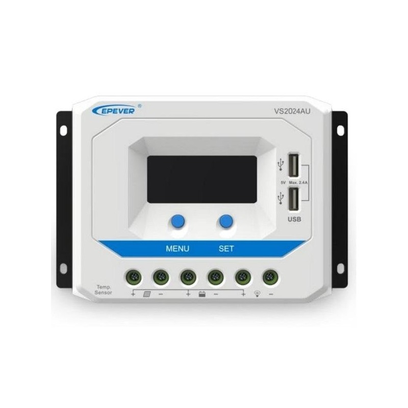 Solární PWM regulátor 12/24 V, 20A, Input 50V, USB (VS2024AU) 